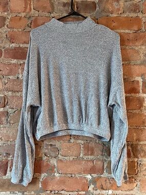 Garage Marled Gray Ribbed Knit Top